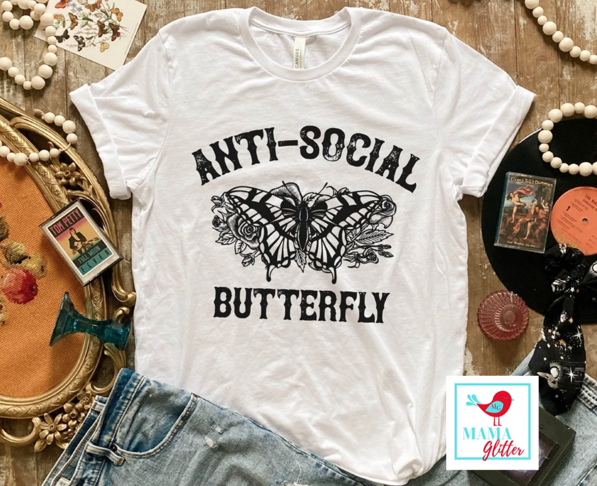Anti- Social Butterfly - Black print
