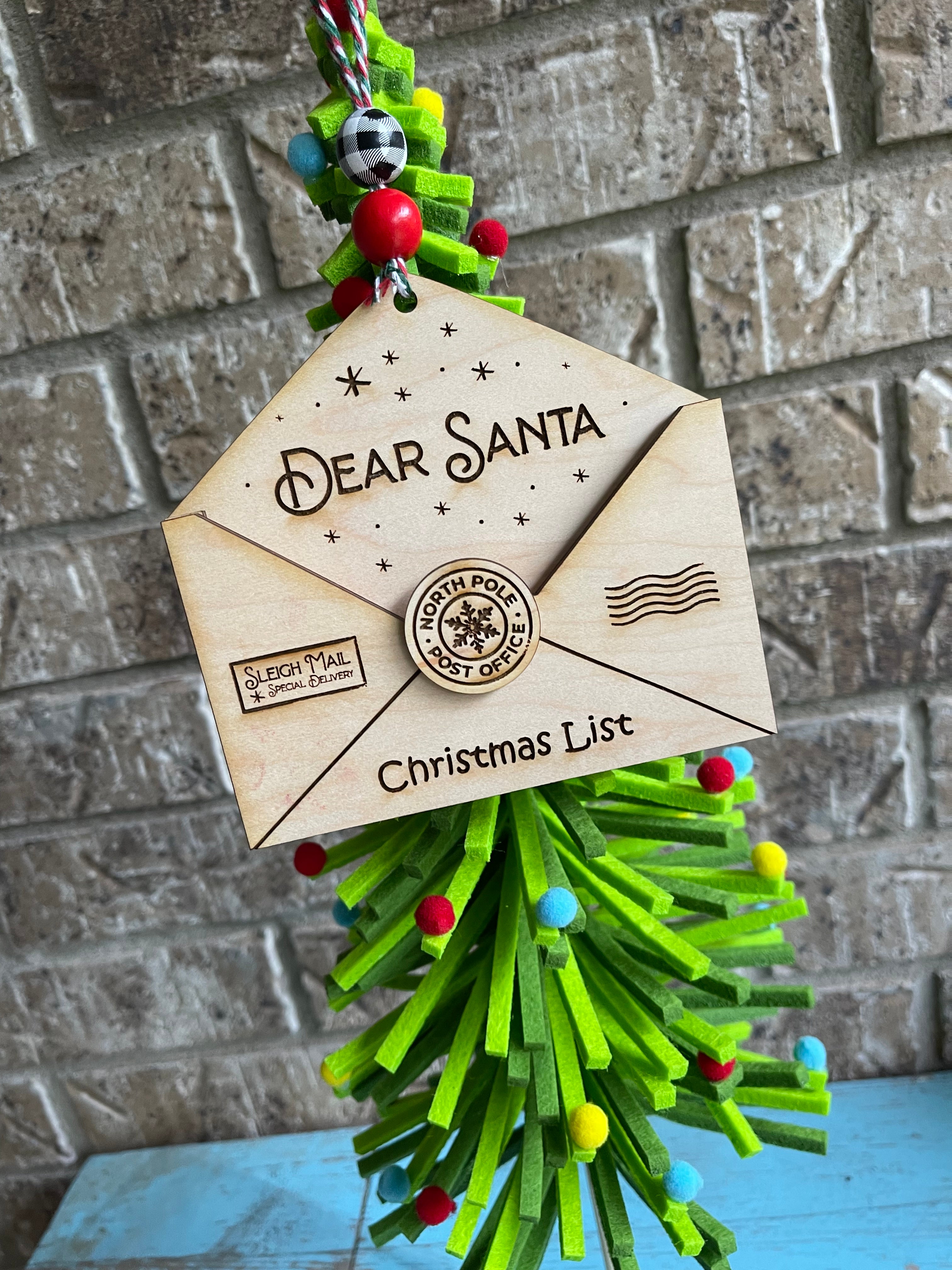 Santa Letter Wooden Ornament