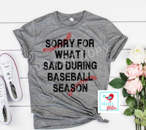 Sorry for What I Said- Baseball