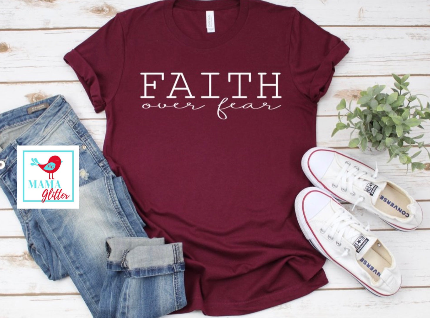 Faith Over Fear-White Print