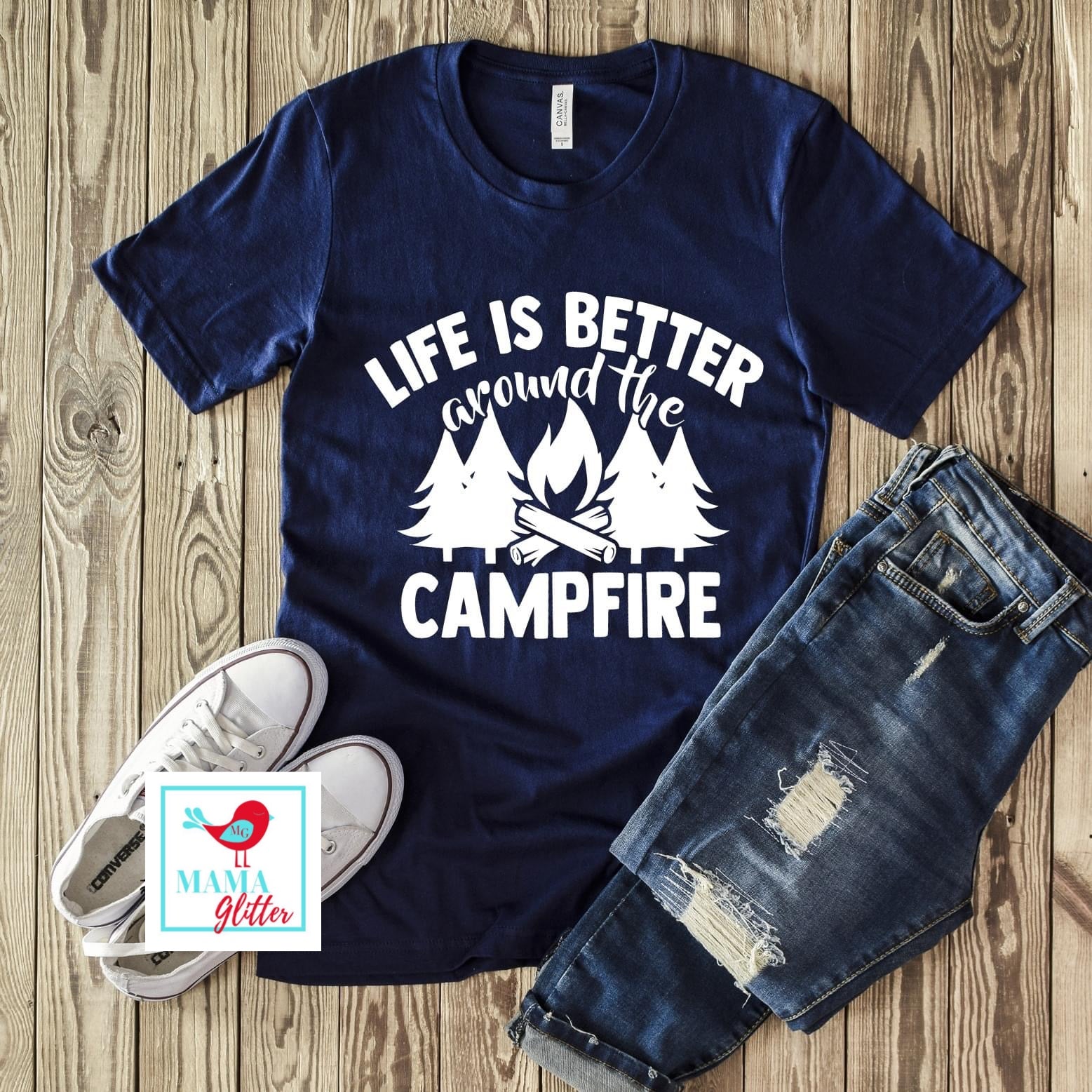 Life is Better Around the Campfire - White Print