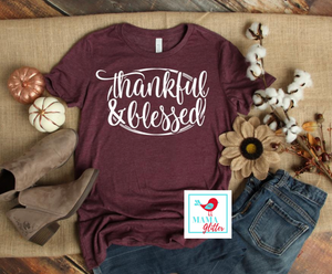 Thankful & Blessed - White Print
