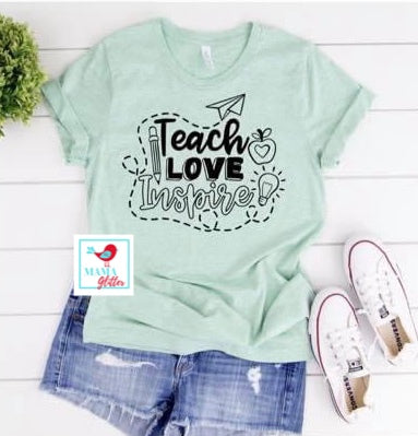 Teach, Love, Inspire - Teacher black print
