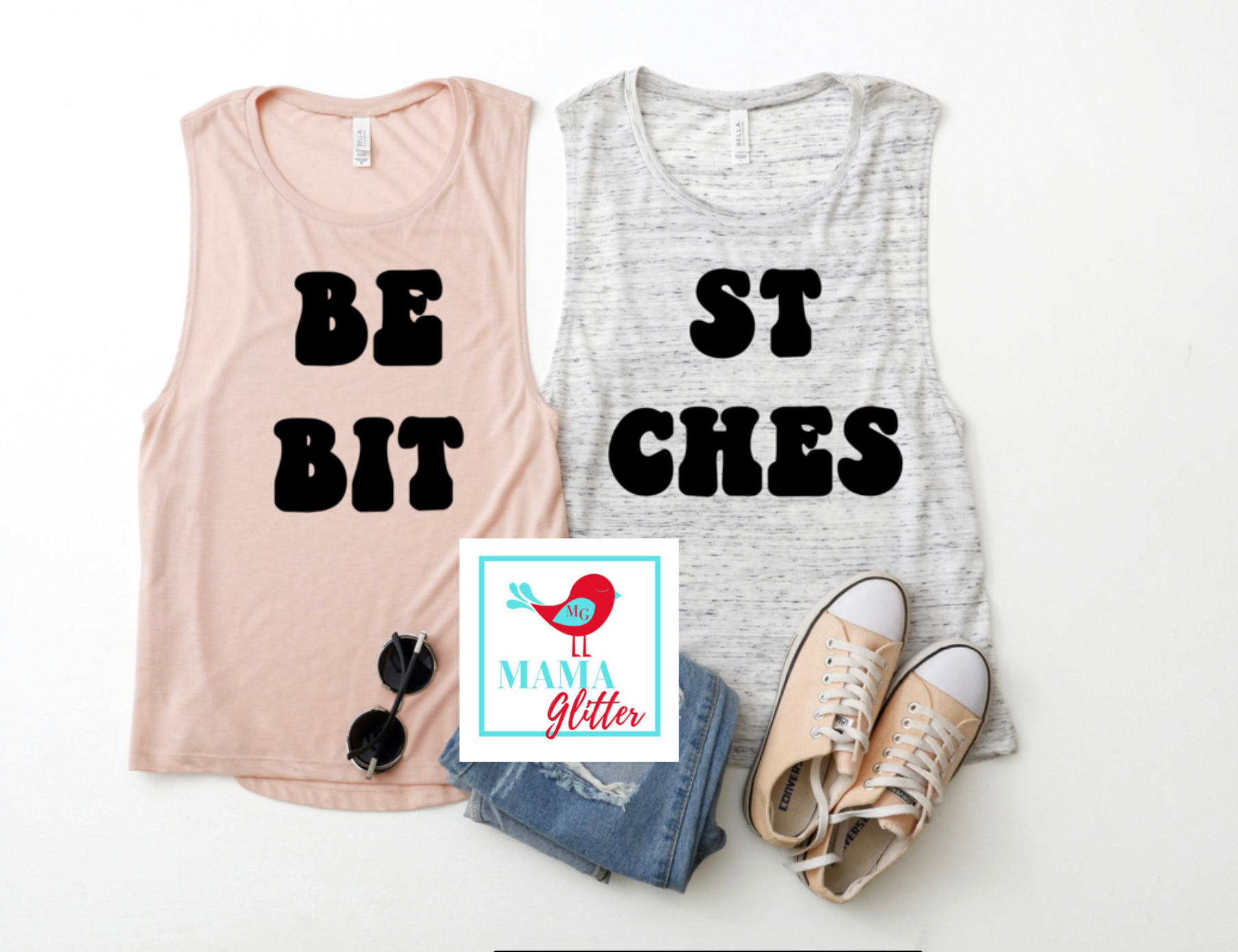 BEST BITCHES - this listing is for "BE BIT" (Best Friends shirts 1 of 2)