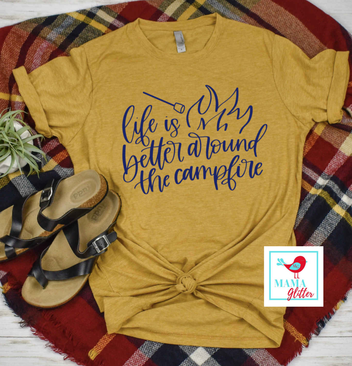 Life is Better Around the Campfire - Navy Print
