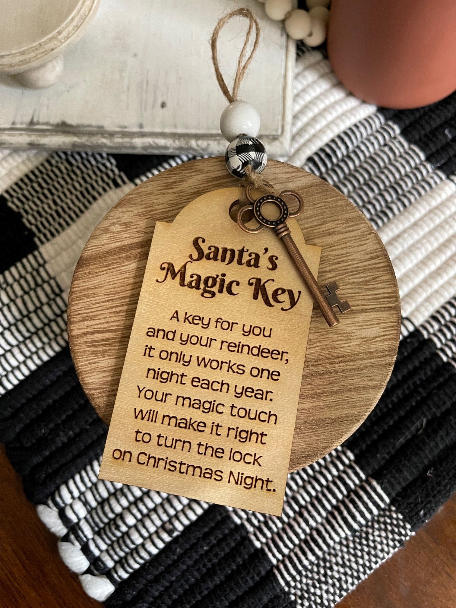 Santa's Magic Key Wooden Ornament