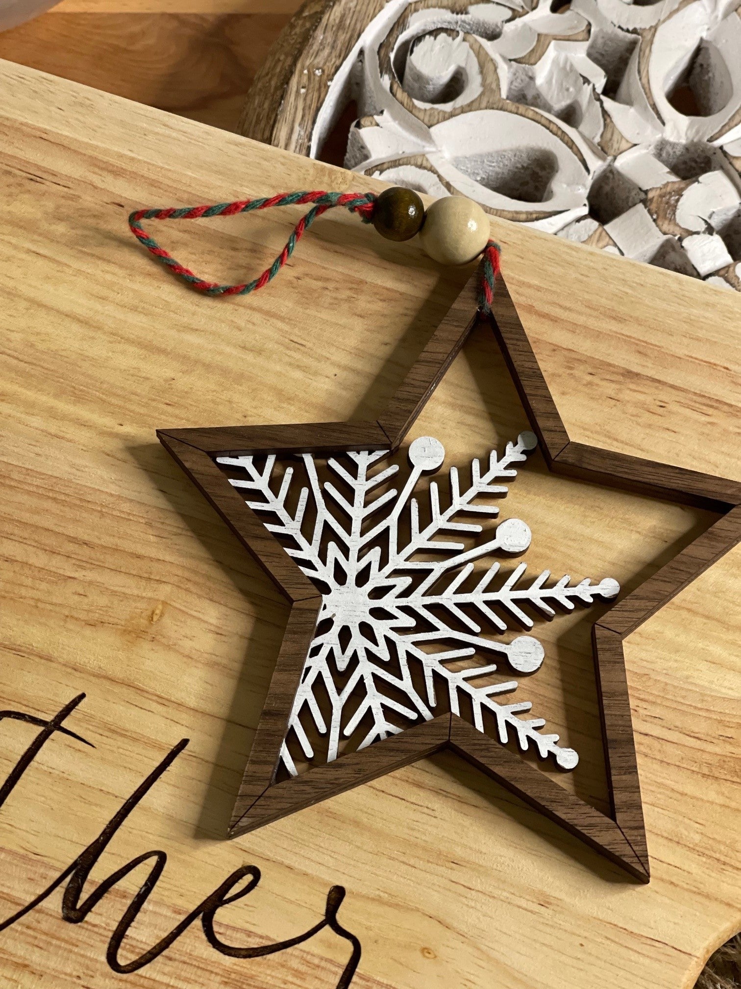 Snowflake Wooden Ornament