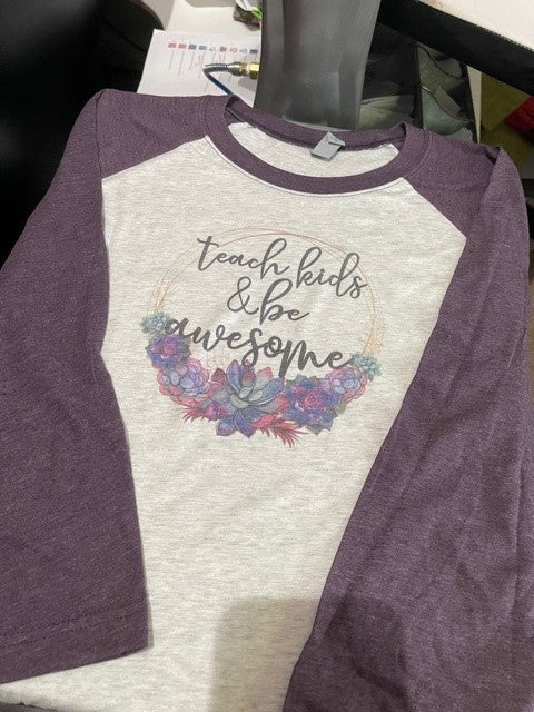 Teach Kids & Be Awesome -  Purple Raglan XL
